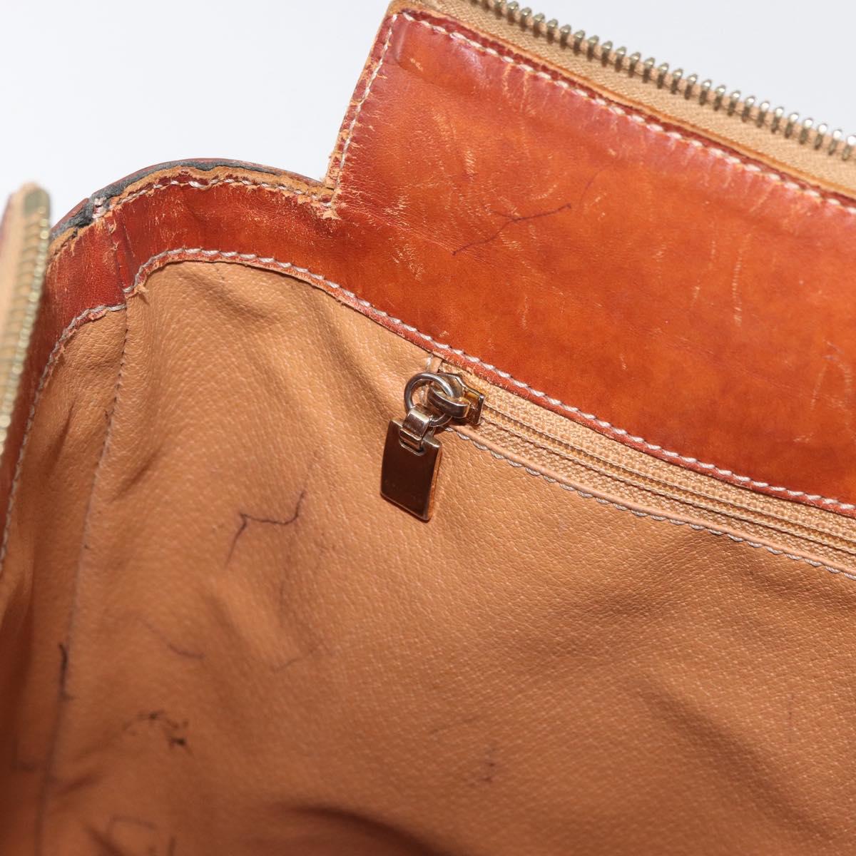 CELINE Macadam Canvas Hand Bag PVC Leather Brown Gold Auth 178960
