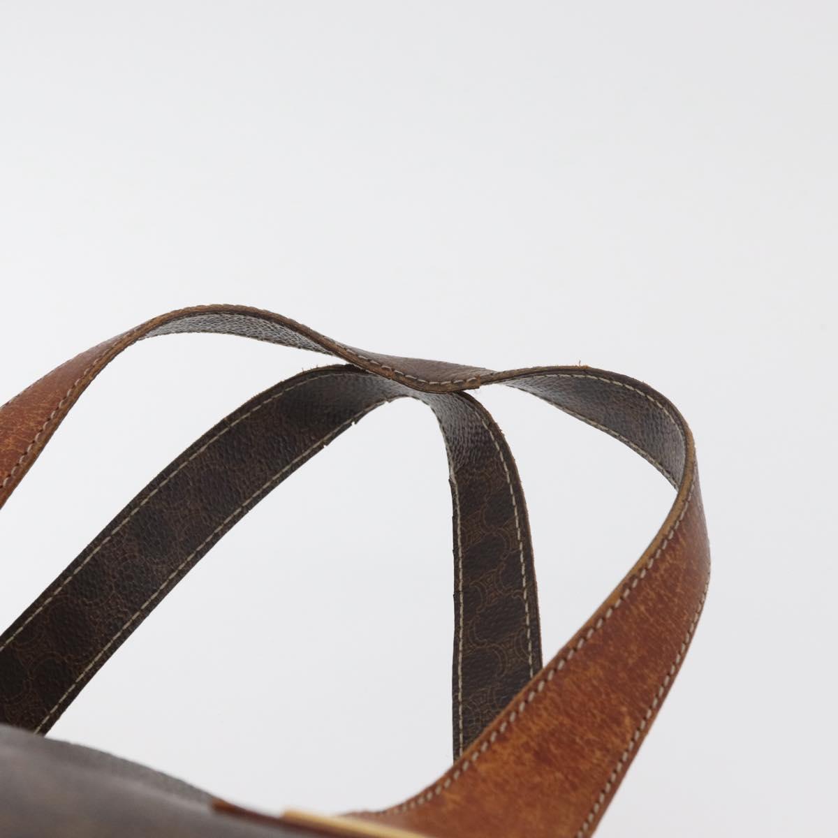 CELINE Macadam Canvas Hand Bag PVC Leather Brown Gold Auth 178960