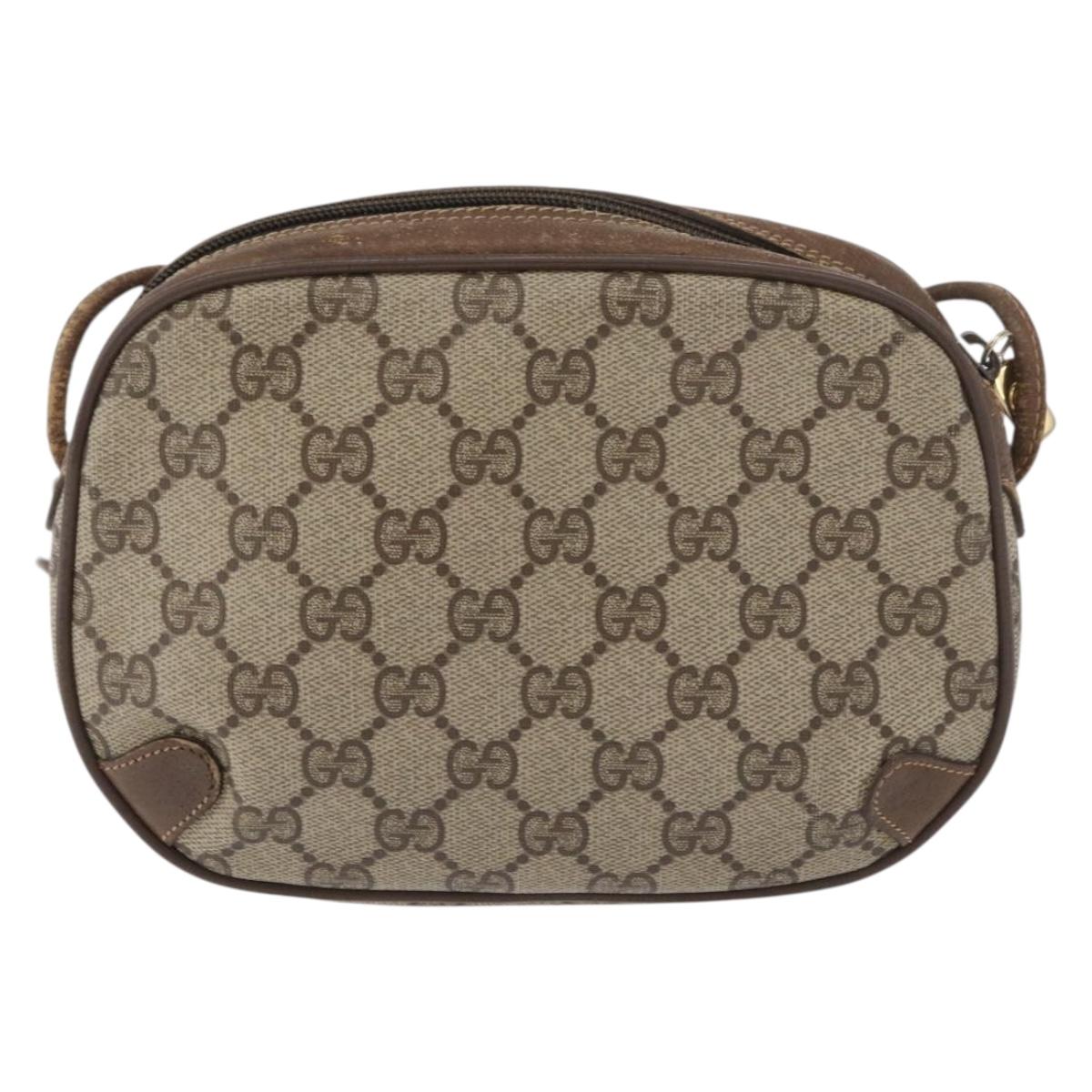 GUCCI GG Supreme Web Sherry Line Bag PVC Beige Gold 89 02 066 Auth 178969