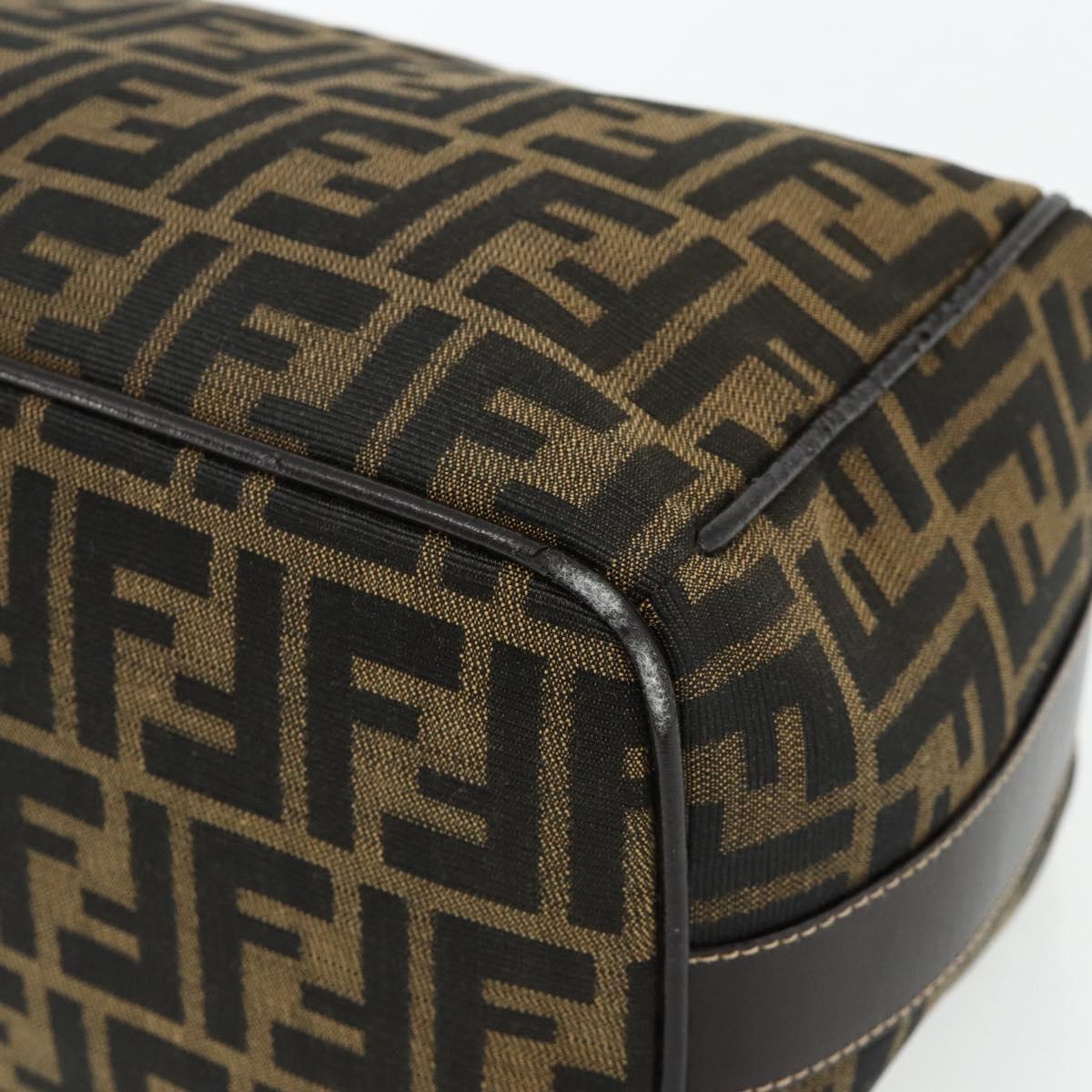 FENDI Zucca Canvas Vanity Pouch Brown Black Auth 178970