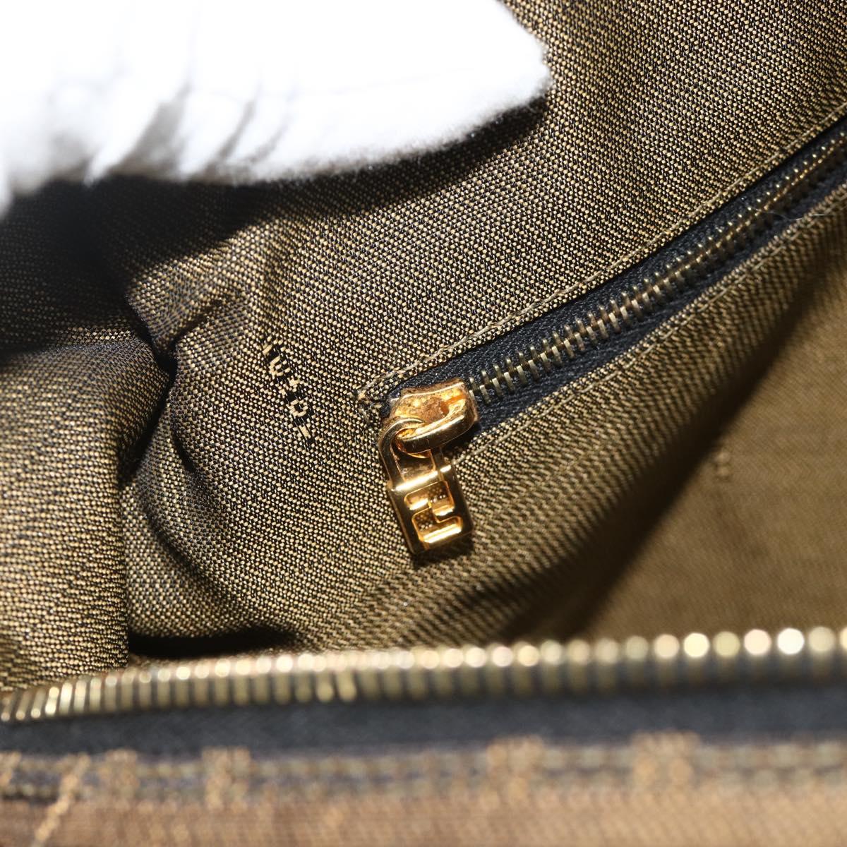 FENDI Zucca Canvas Vanity Pouch Brown Black Auth 178970