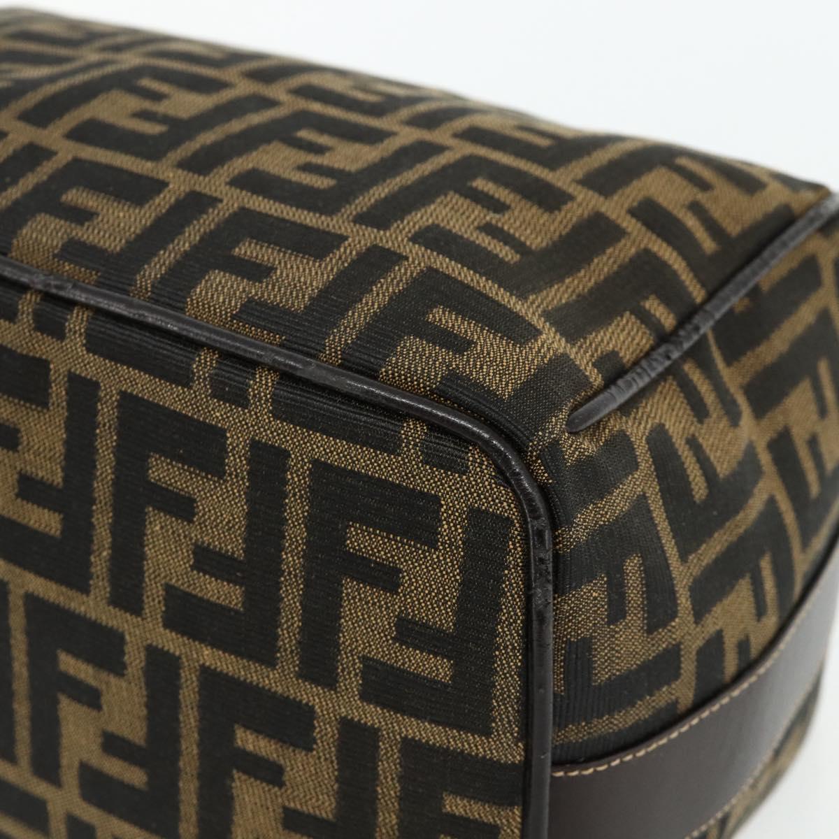 FENDI Zucca Canvas Vanity Pouch Brown Black Auth 178970