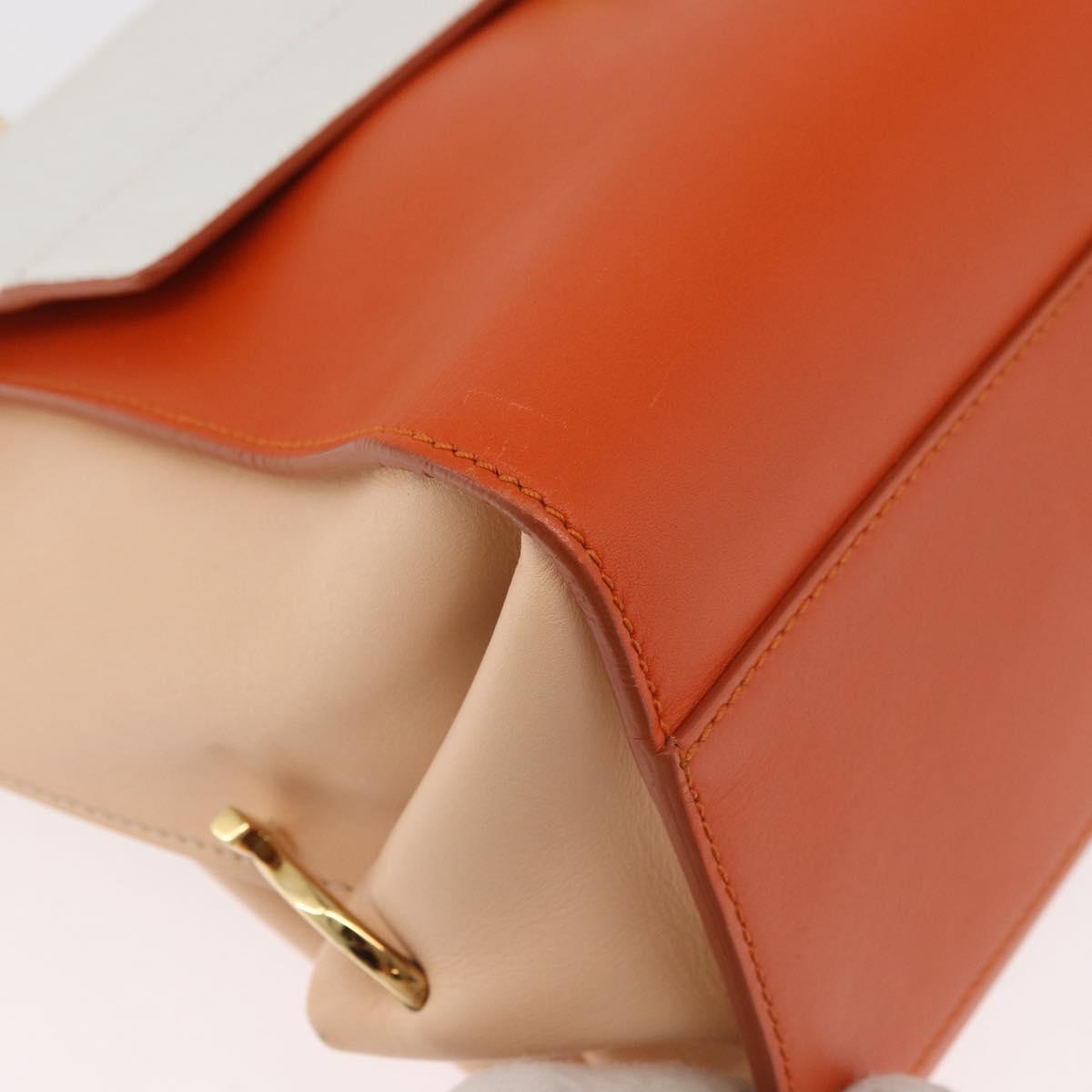 Salvatore Ferragamo Gancini Sofia Hand Bag Leather 2way Orange Gold Auth 178971A