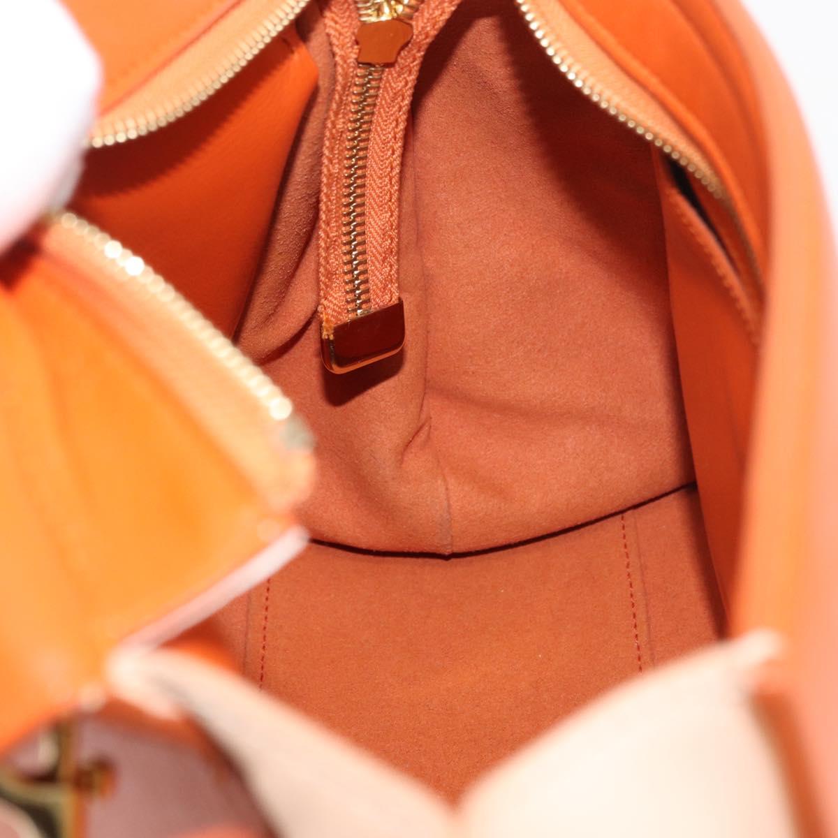 Salvatore Ferragamo Gancini Sofia Hand Bag Leather 2way Orange Gold Auth 178971A