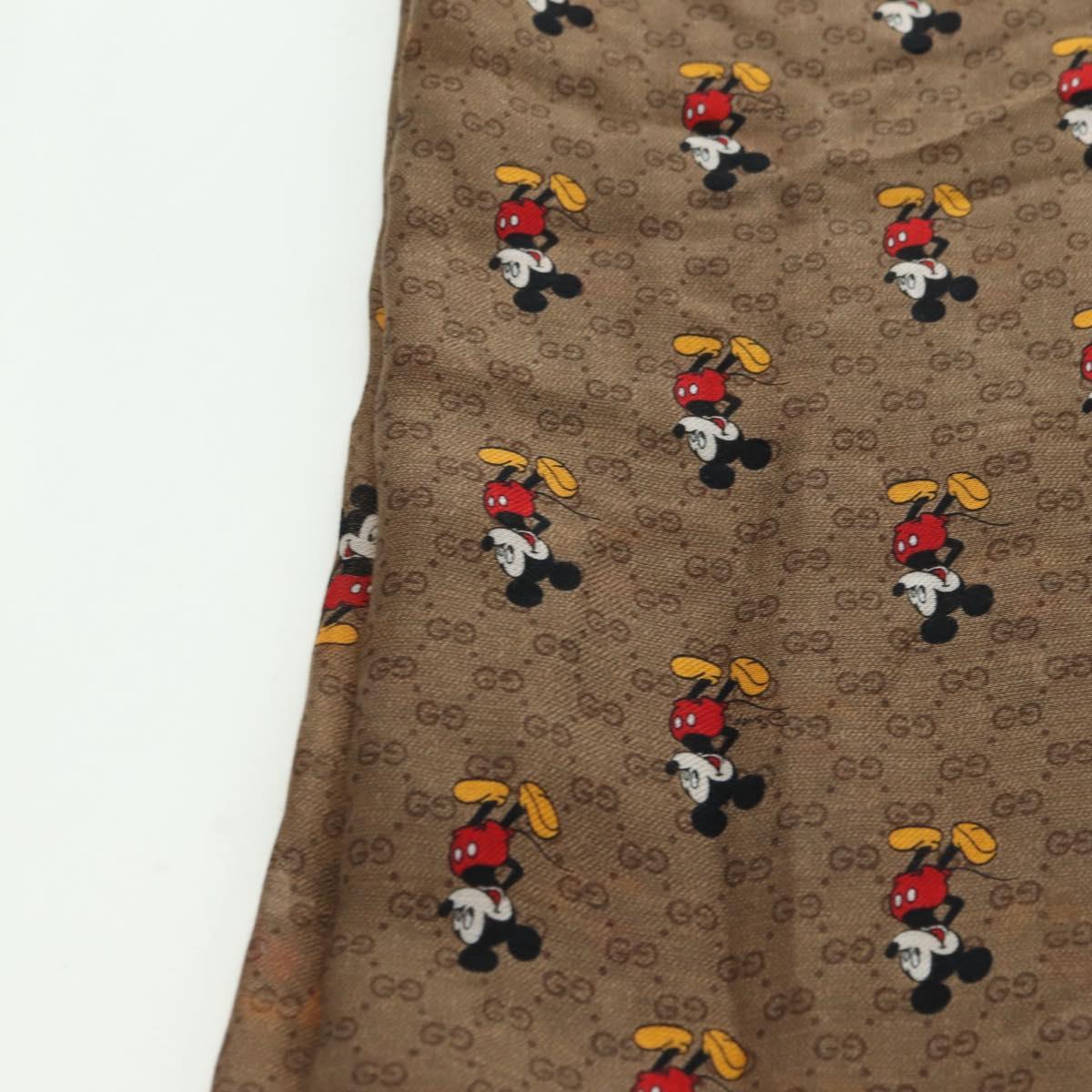 GUCCI MicroGG Disney Collaboration Mickey Mouse Stole Silk Beige Auth 178978SAM