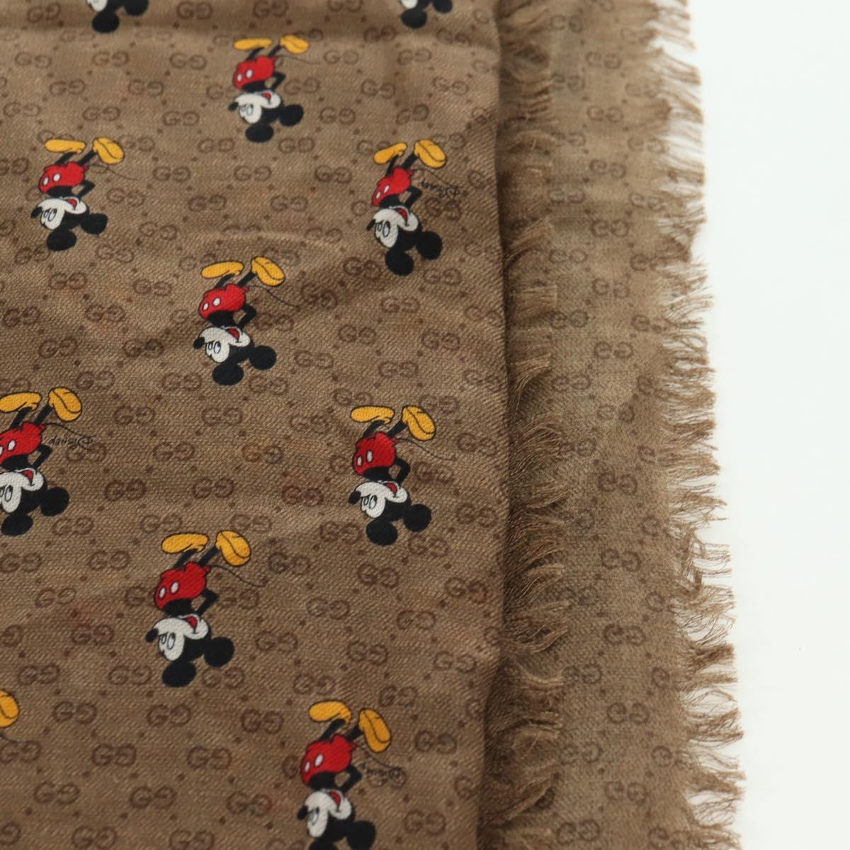 GUCCI MicroGG Disney Collaboration Mickey Mouse Stole Silk Beige Auth 178978SAM