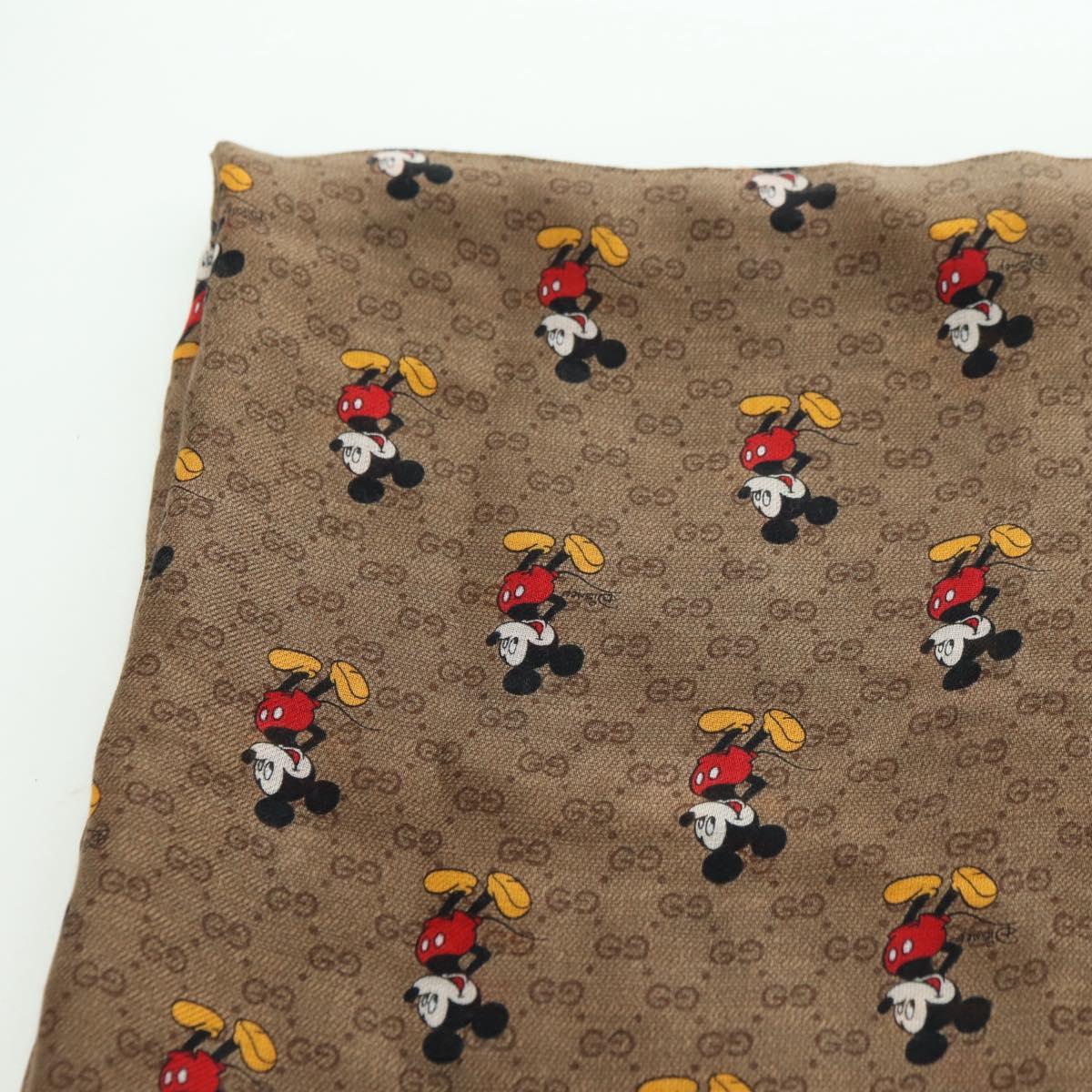 GUCCI MicroGG Disney Collaboration Mickey Mouse Stole Silk Beige Auth 178978SAM