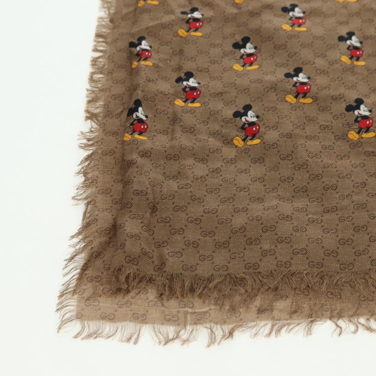 GUCCI MicroGG Disney Collaboration Mickey Mouse Stole Silk Beige Auth 178978SAM