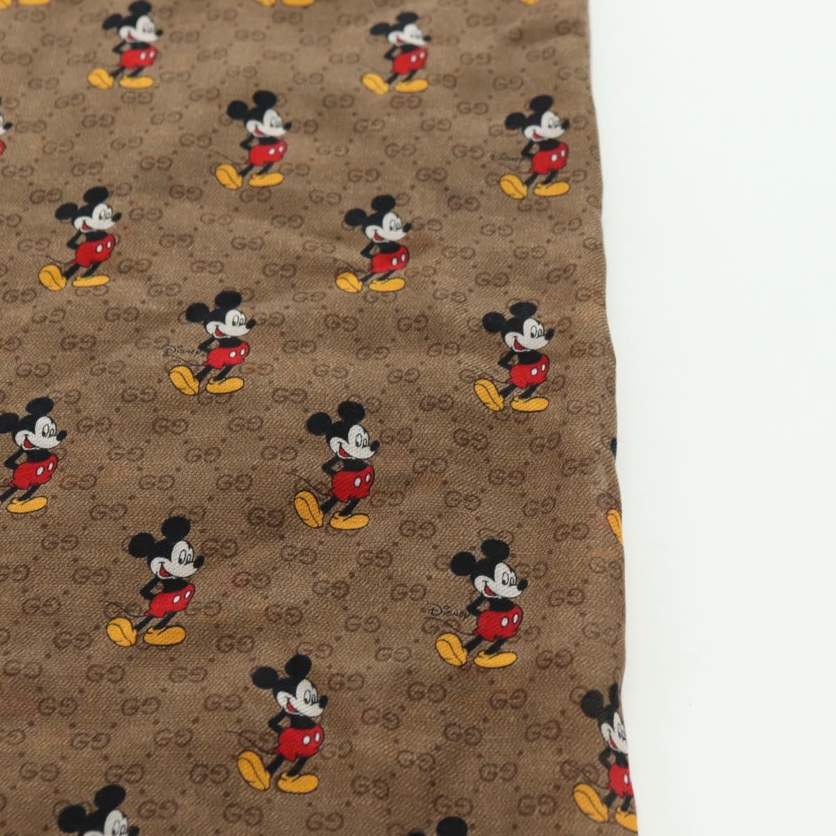 GUCCI MicroGG Disney Collaboration Mickey Mouse Stole Silk Beige Auth 178978SAM