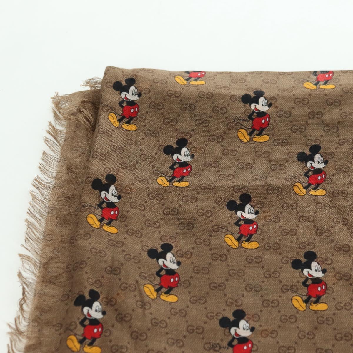 GUCCI MicroGG Disney Collaboration Mickey Mouse Stole Silk Beige Auth 178978SAM