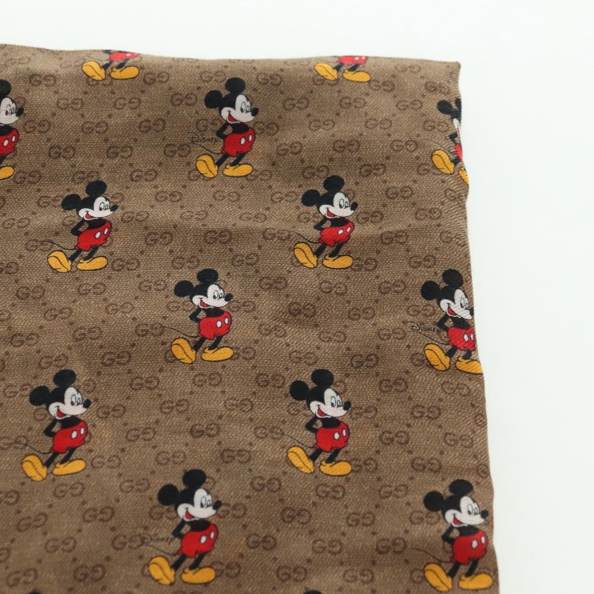 GUCCI MicroGG Disney Collaboration Mickey Mouse Stole Silk Beige Auth 178978SAM
