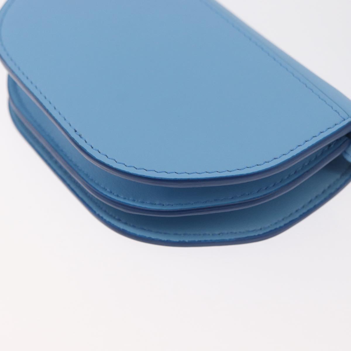 BURBERRY Shoulder Pouch Shoulder Bag Leather Light Blue Gold Auth 178979V