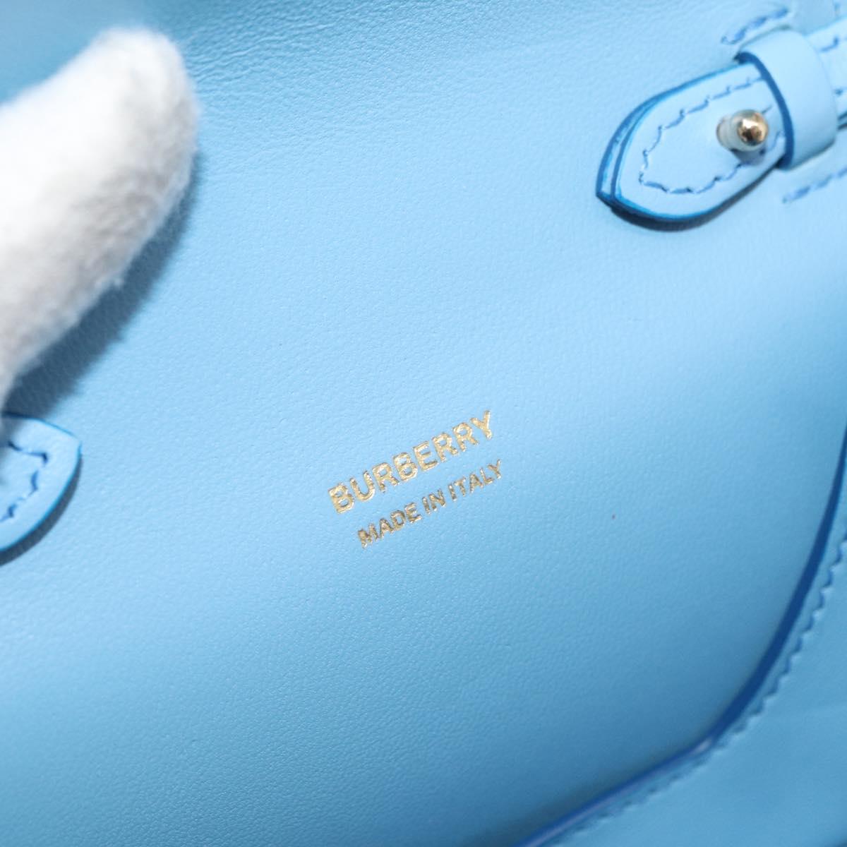BURBERRY Shoulder Pouch Shoulder Bag Leather Light Blue Gold Auth 178979V