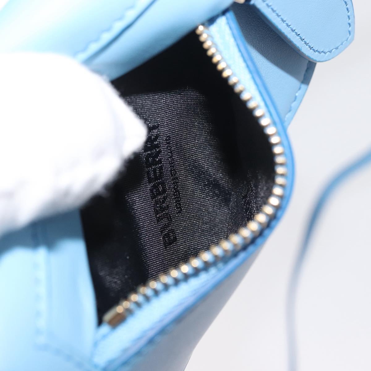 BURBERRY Shoulder Pouch Shoulder Bag Leather Light Blue Gold Auth 178979V