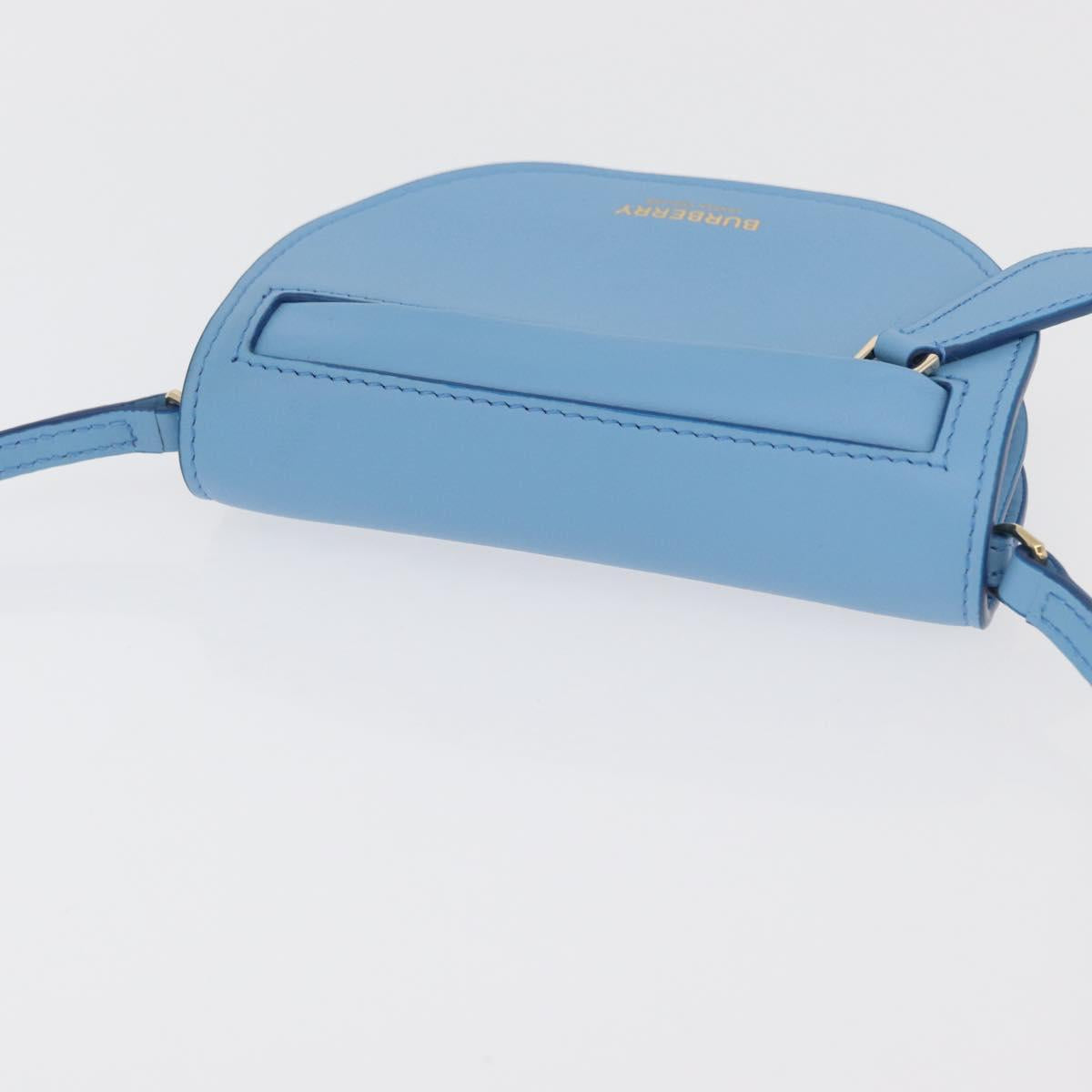 BURBERRY Shoulder Pouch Shoulder Bag Leather Light Blue Gold Auth 178979V