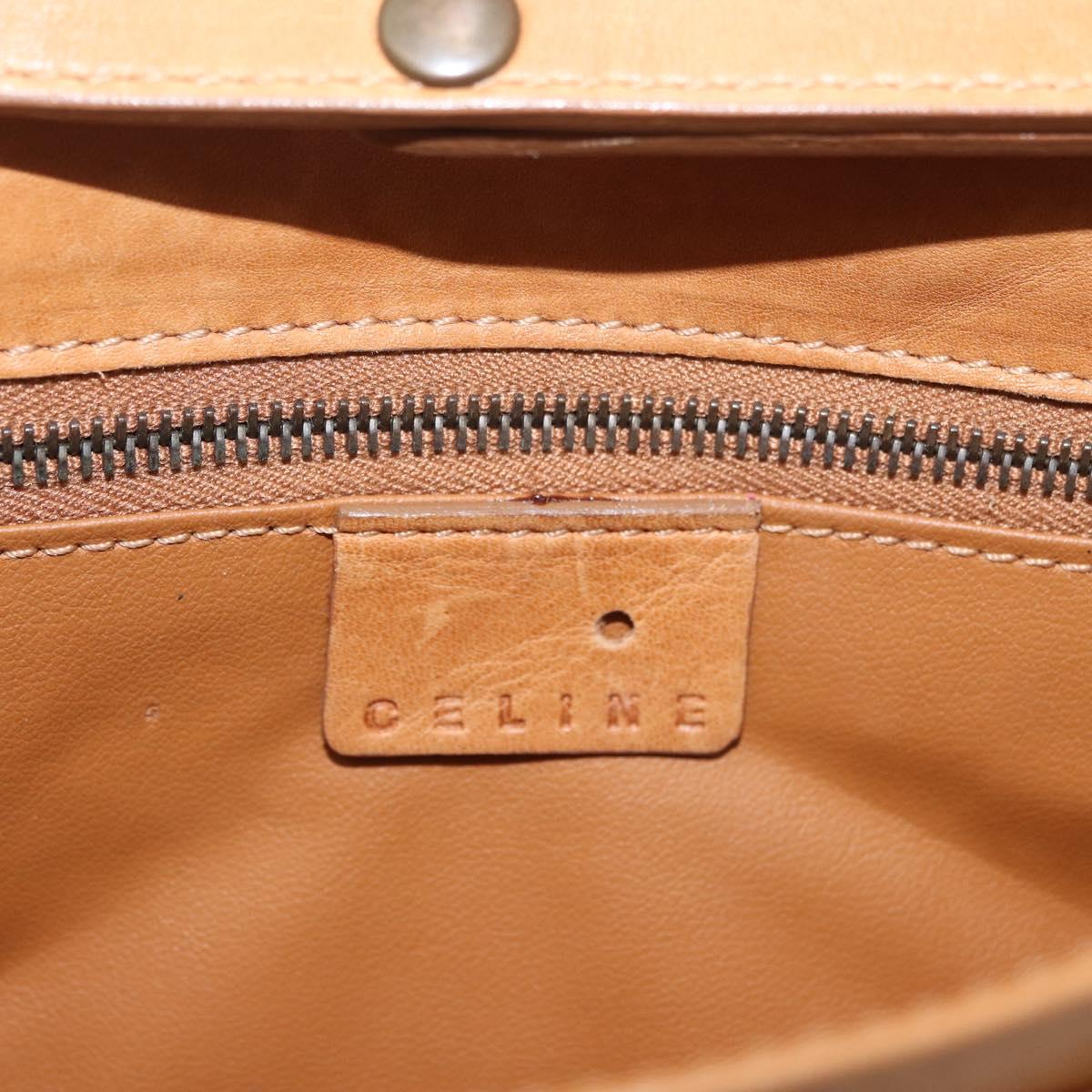 CELINE C Macadam Canvas Shoulder Bag Suede Pink Gold Auth 178989A