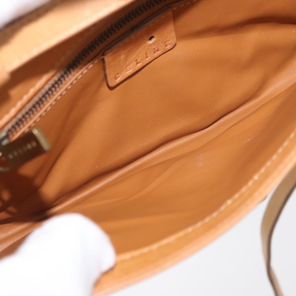 CELINE C Macadam Canvas Shoulder Bag Suede Pink Gold Auth 178989A