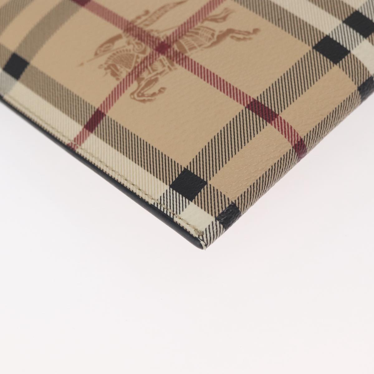 BURBERRY Nova Check Chain Shoulder Bag PVC Beige Gold Auth 178990A