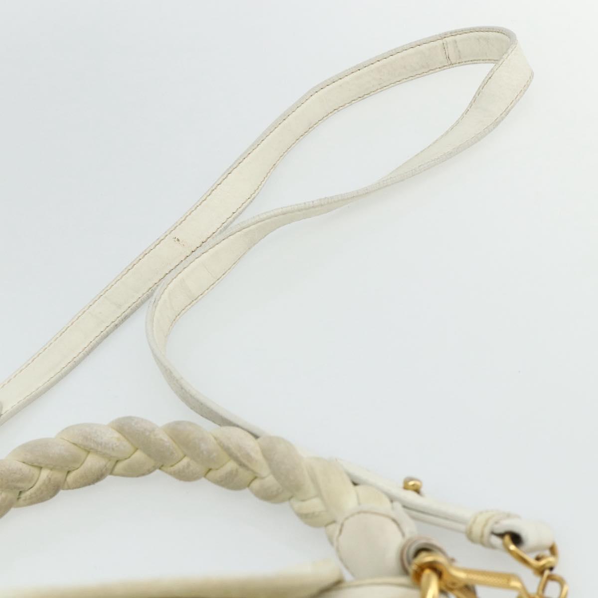 Miu Miu Matelasse Shoulder Bag Leather White Gold Auth 178993