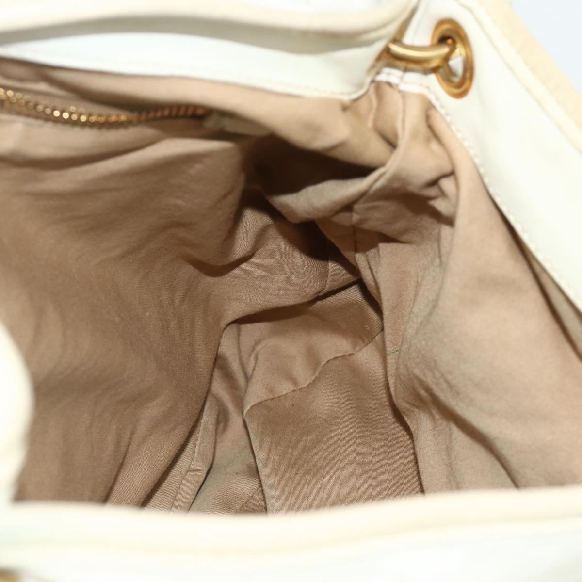 Miu Miu Matelasse Shoulder Bag Leather White Gold Auth 178993