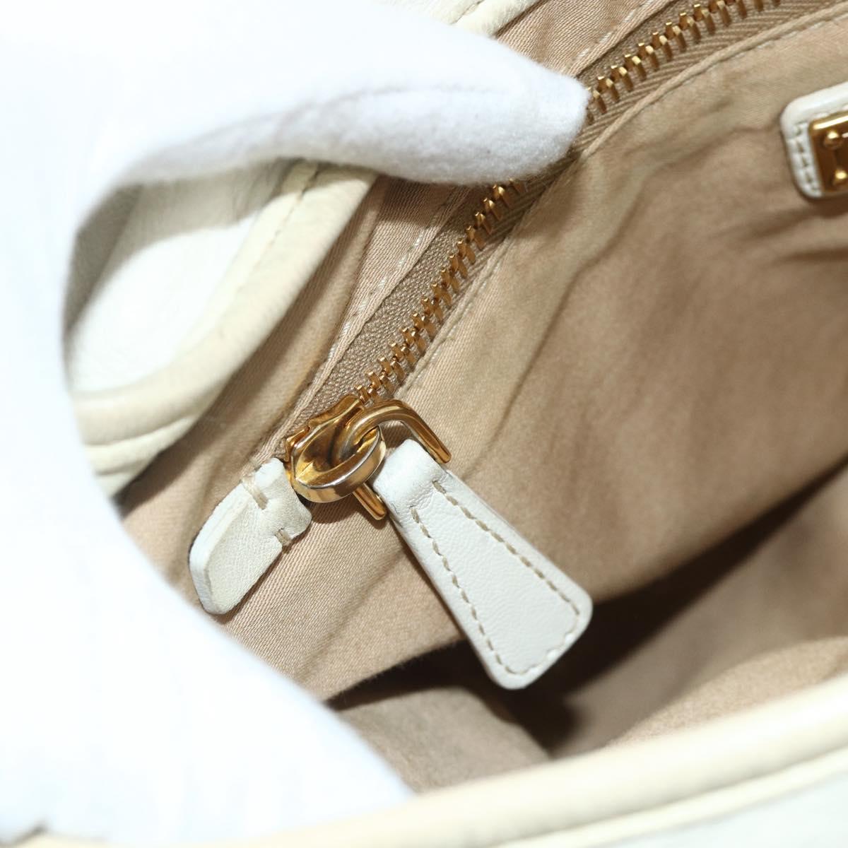 Miu Miu Matelasse Shoulder Bag Leather White Gold Auth 178993