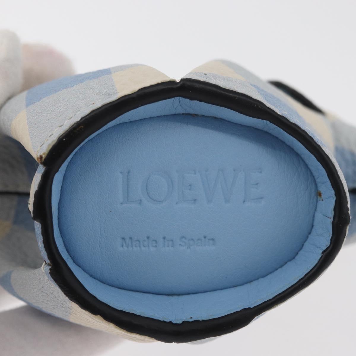 LOEWE Elephant Bag Charm Leather Light Blue Auth 178998SAM