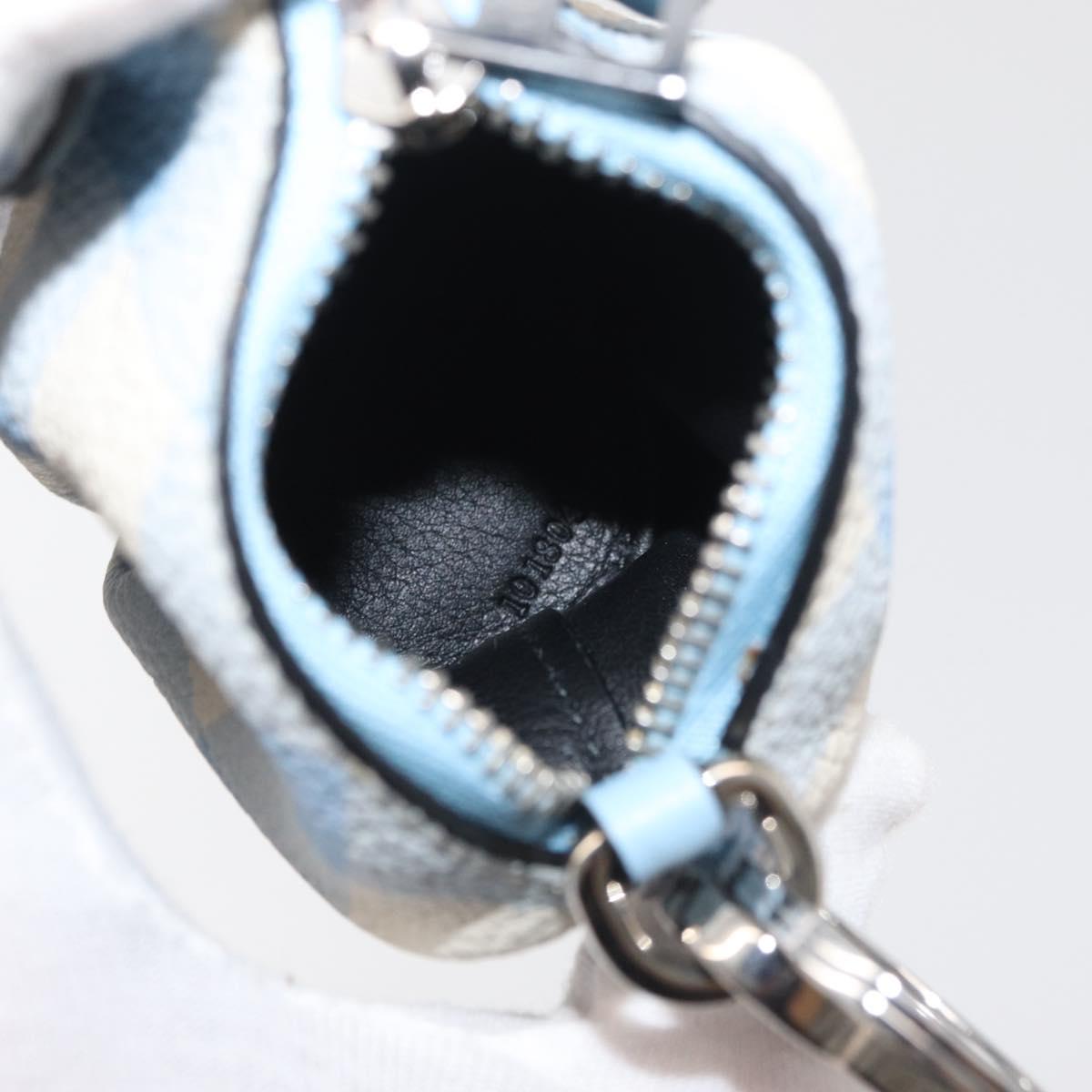 LOEWE Elephant Bag Charm Leather Light Blue Auth 178998SAM