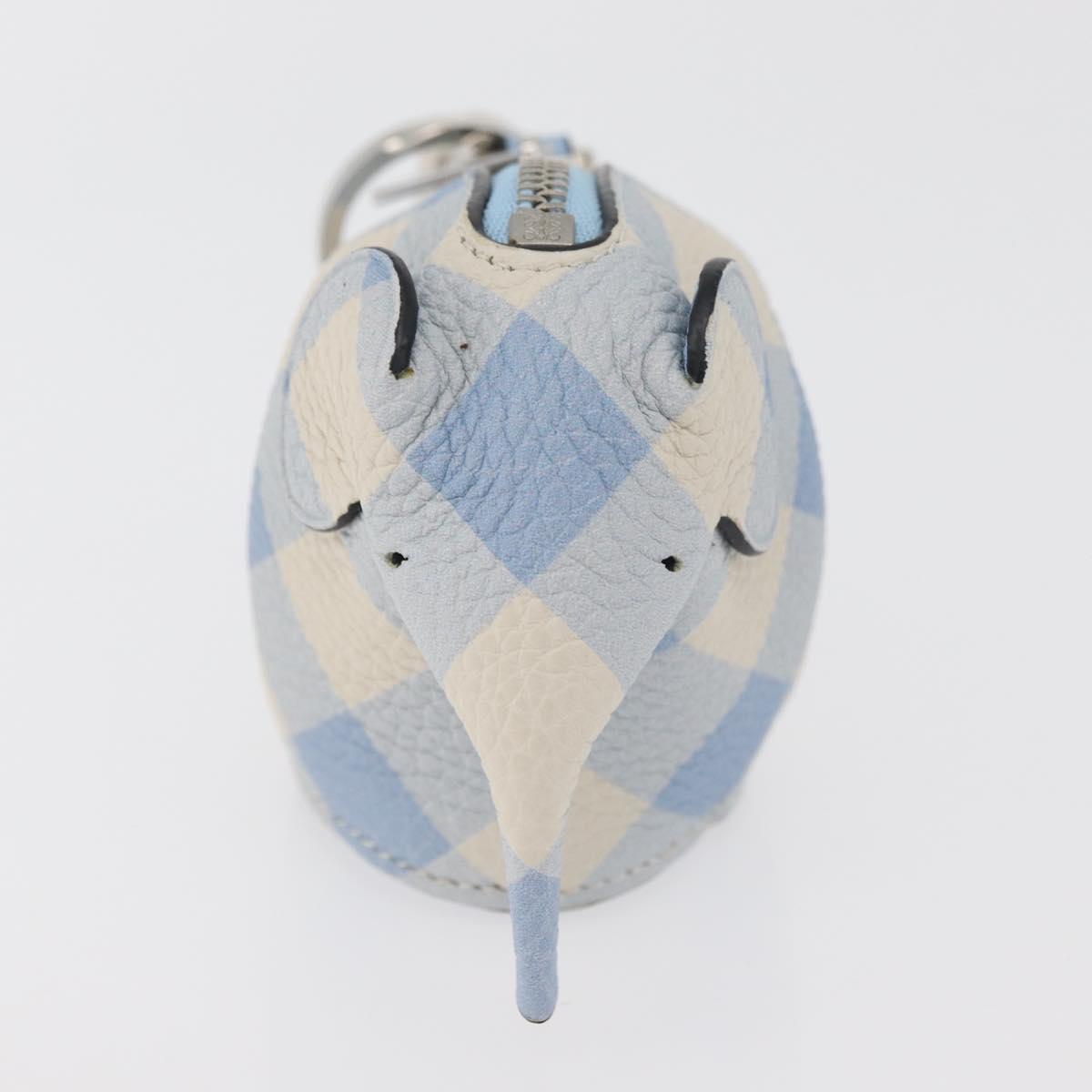 LOEWE Elephant Bag Charm Leather Light Blue Auth 178998SAM