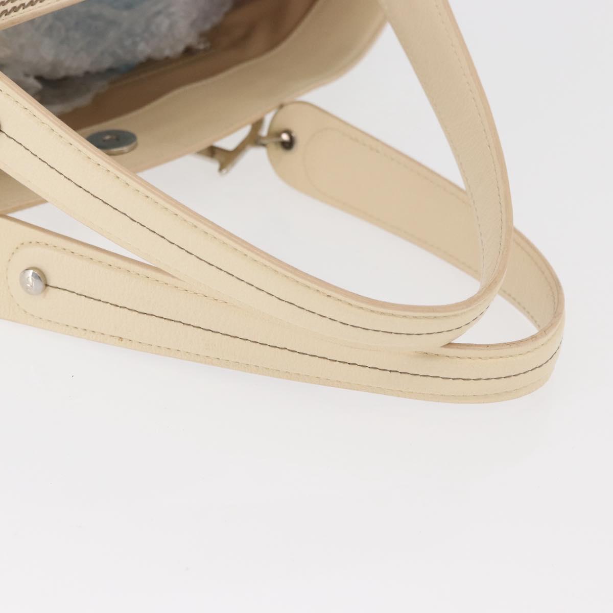 Christian Dior Trotter Canvas Tote Bag Beige Silver Auth 179002A