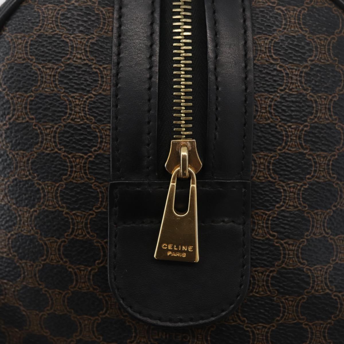 CELINE Macadam Canvas Boston Bag PVC Leather Black Gold Auth 179006A