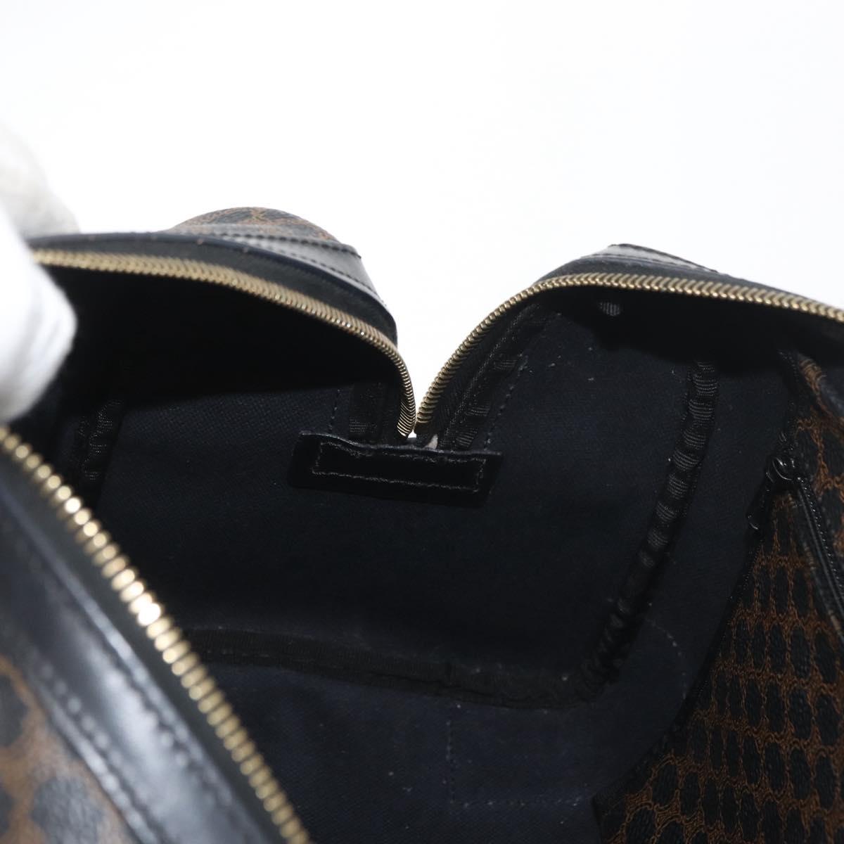 CELINE Macadam Canvas Boston Bag PVC Leather Black Gold Auth 179006A