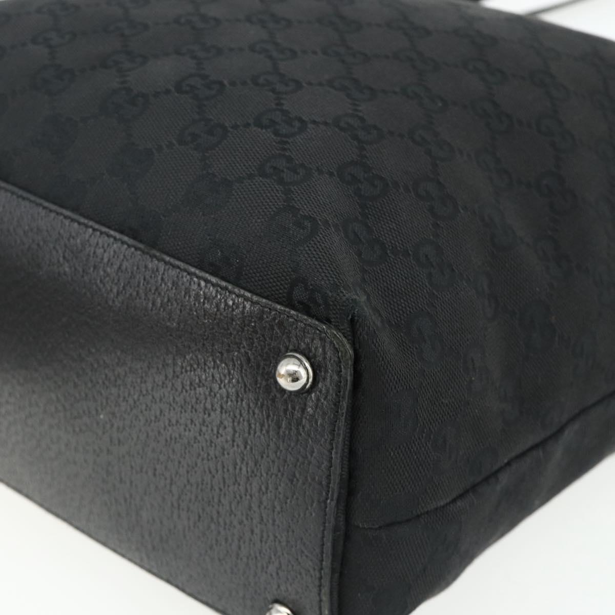 GUCCI GG Canvas Tote Bag Black Silver 120836 Auth 179008