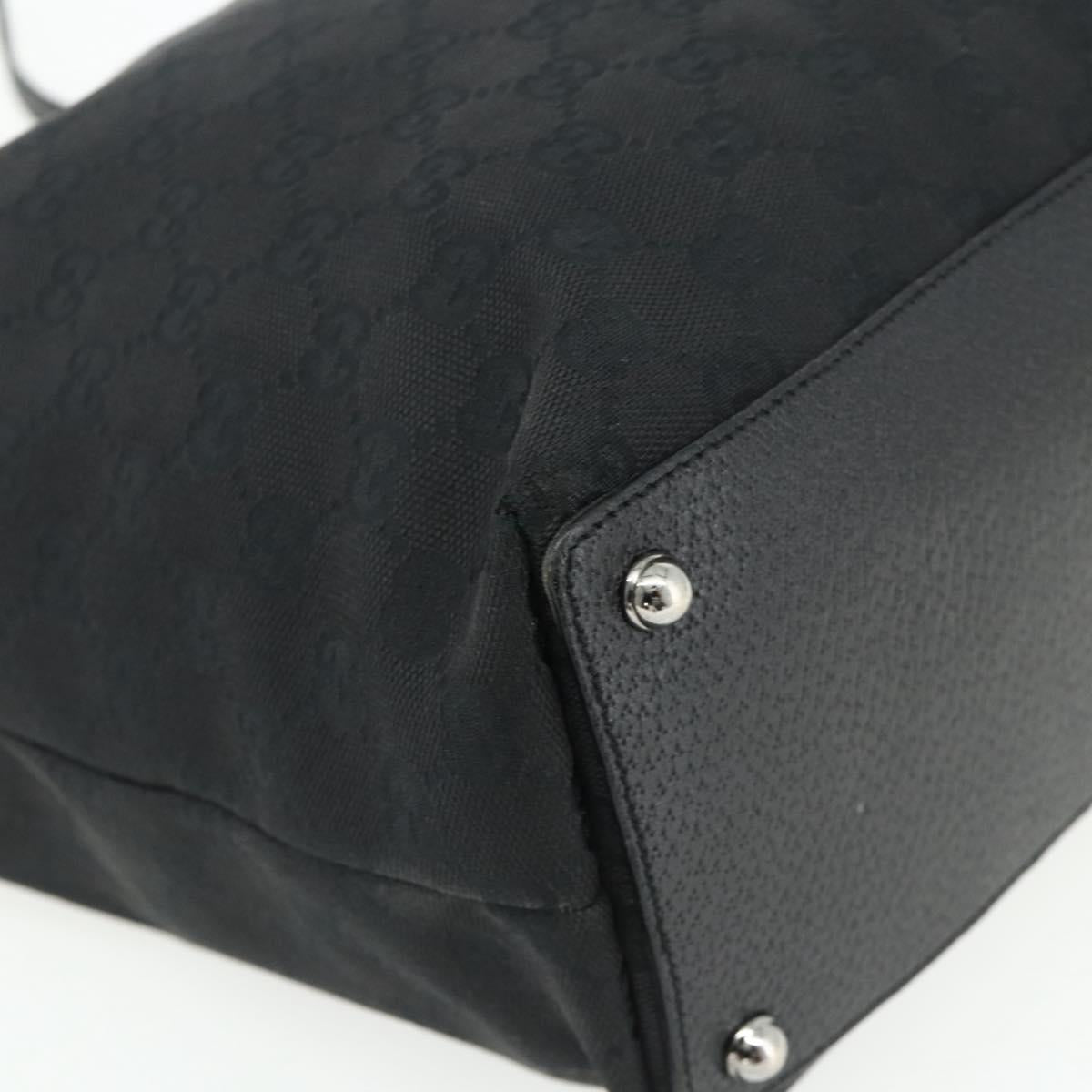 GUCCI GG Canvas Tote Bag Black Silver 120836 Auth 179008