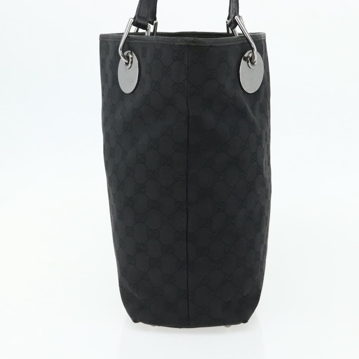 GUCCI GG Canvas Tote Bag Black Silver 120836 Auth 179008