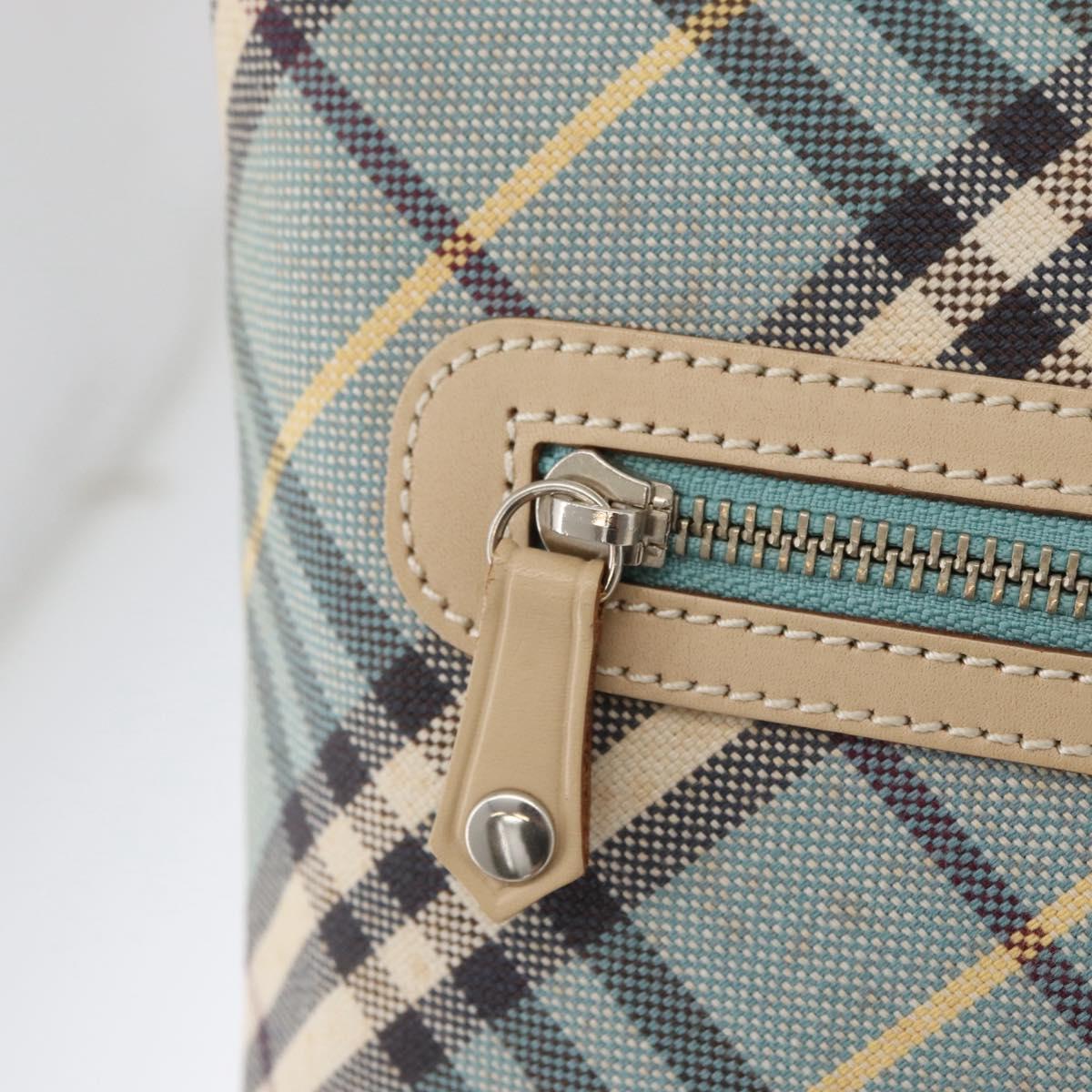 BURBERRY Nova Check Blue Label Shoulder Bag Canvas Light Blue Silver Auth 179010