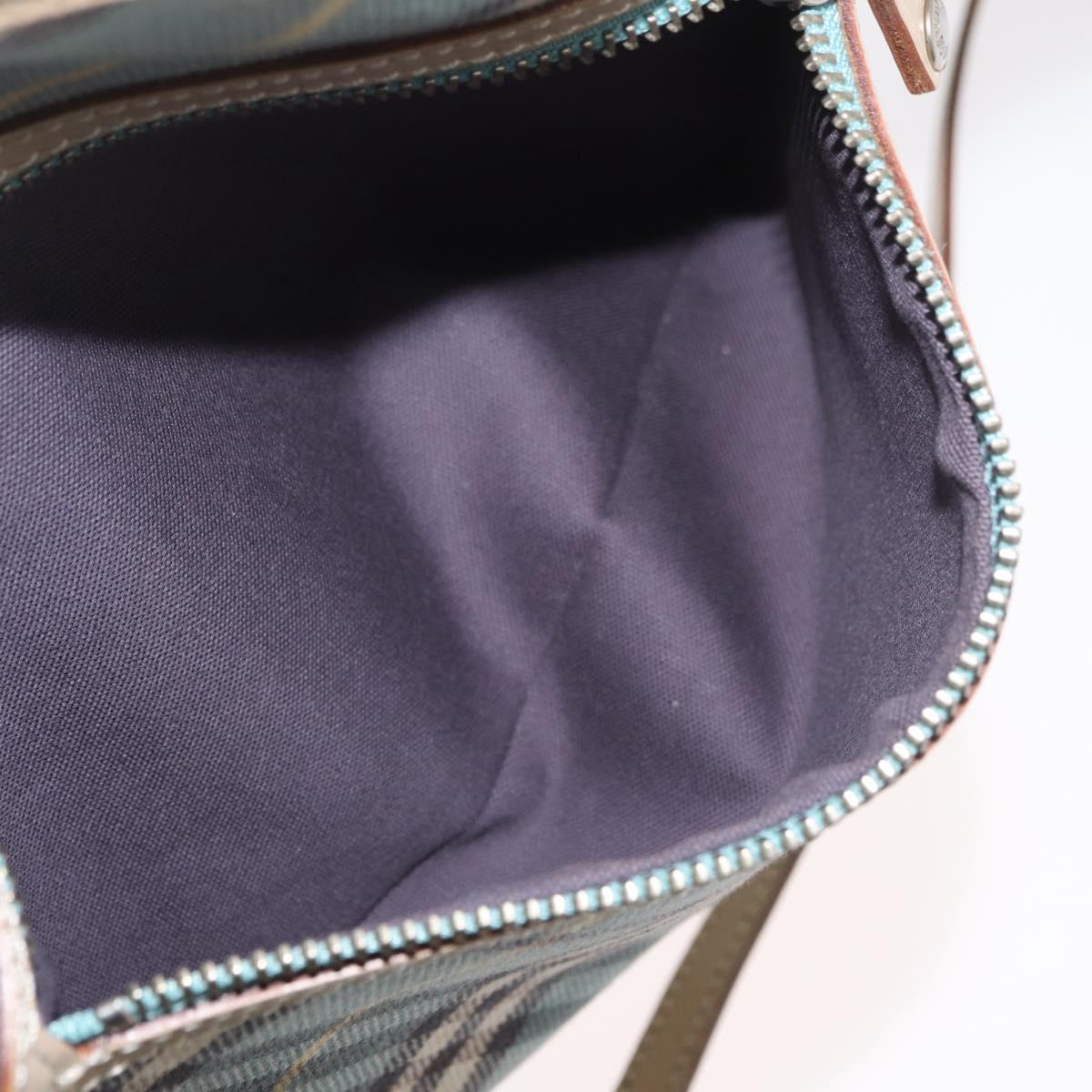 BURBERRY Nova Check Blue Label Shoulder Bag Canvas Light Blue Silver Auth 179010