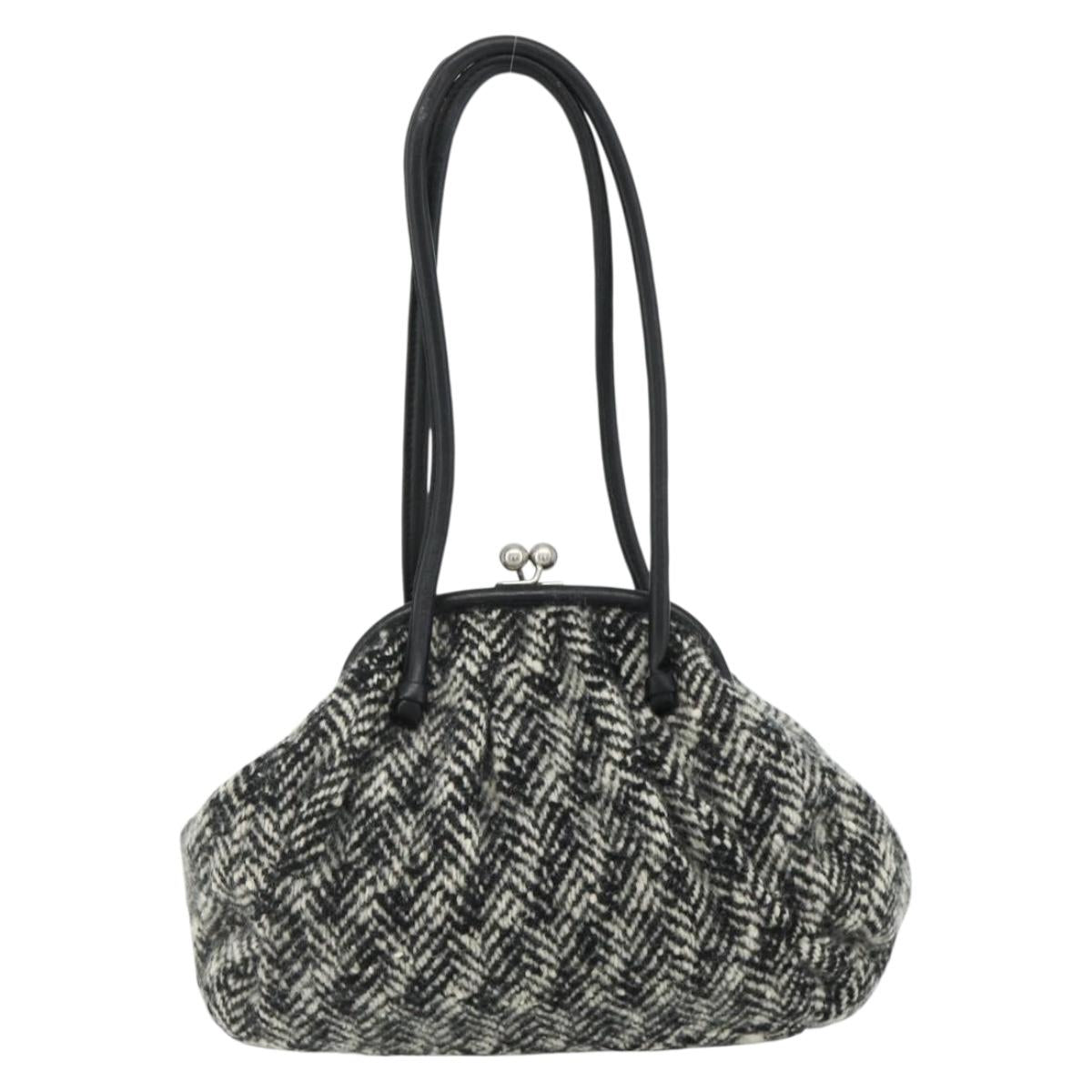 Miu Miu Shoulder Bag Tweed Black Silver Auth 179013A