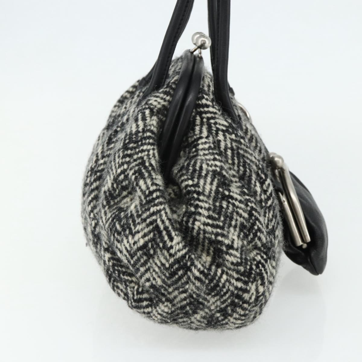 Miu Miu Shoulder Bag Tweed Black Silver Auth 179013A