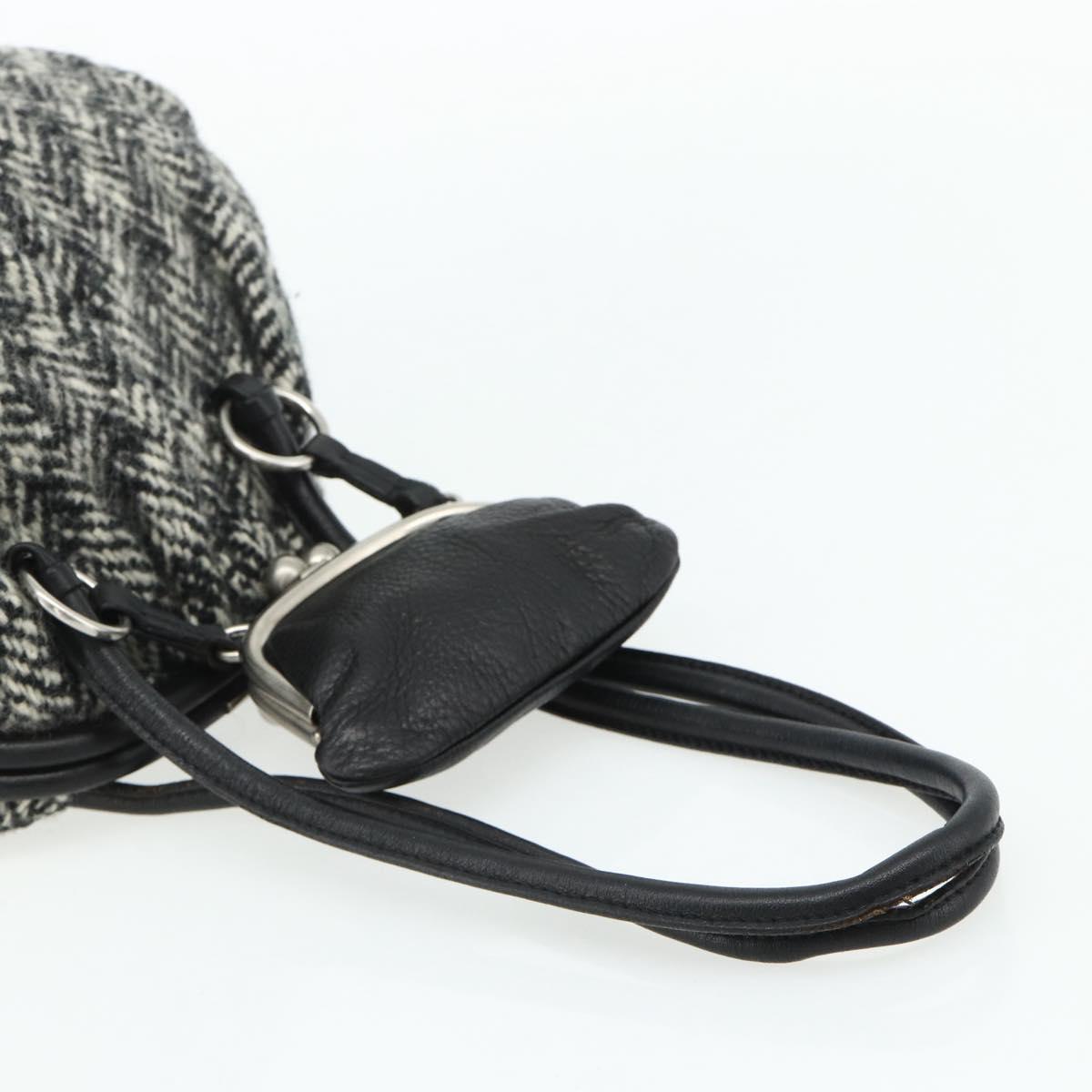 Miu Miu Shoulder Bag Tweed Black Silver Auth 179013A