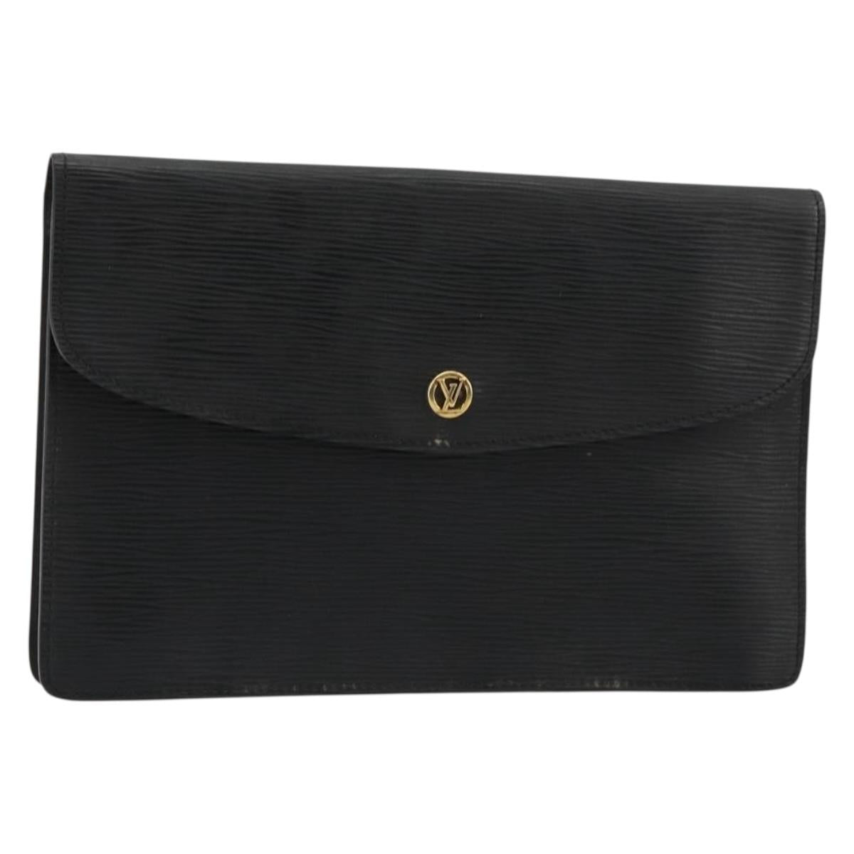 LOUIS VUITTON Epi Montaigne 27 Clutch Bag Black M52652 LV Auth 179016