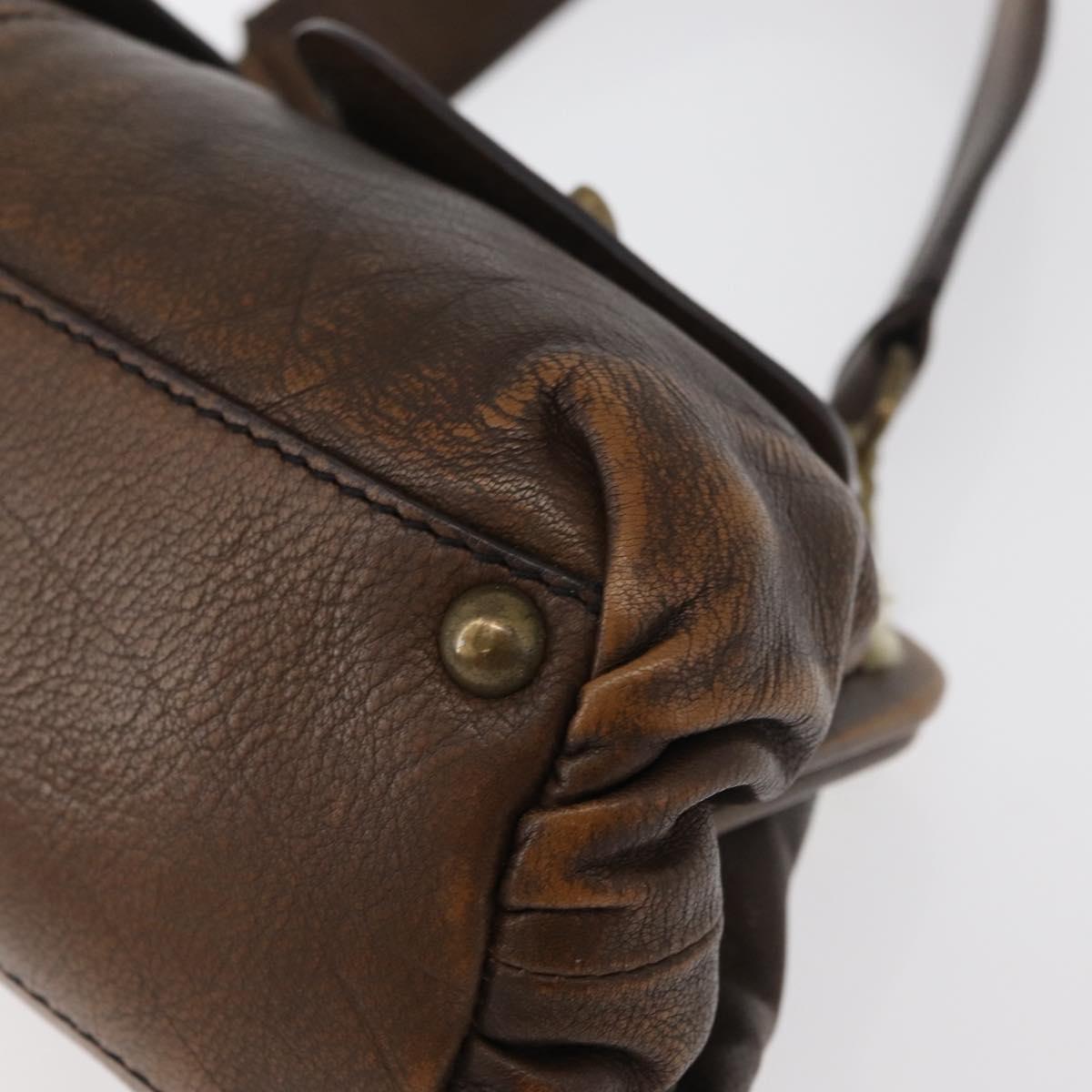 Miu Miu Hand Bag Leather Brown Silver Auth 179018V