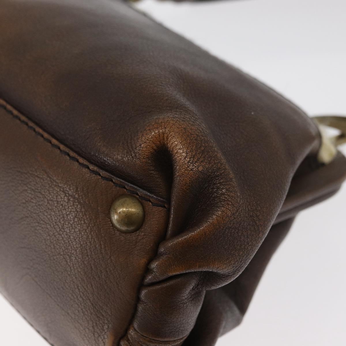 Miu Miu Hand Bag Leather Brown Silver Auth 179018V