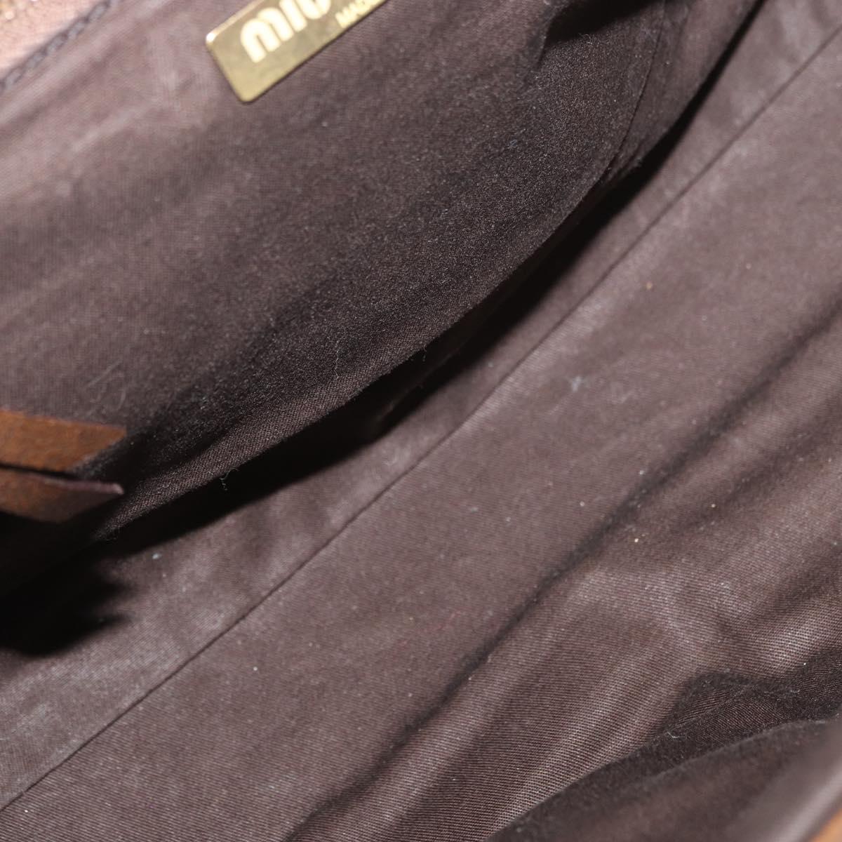 Miu Miu Hand Bag Leather Brown Silver Auth 179018V
