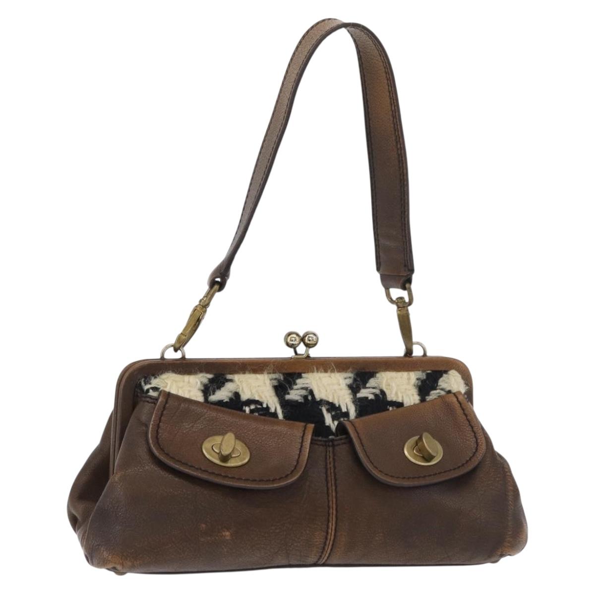 Miu Miu Hand Bag Leather Brown Silver Auth 179018V