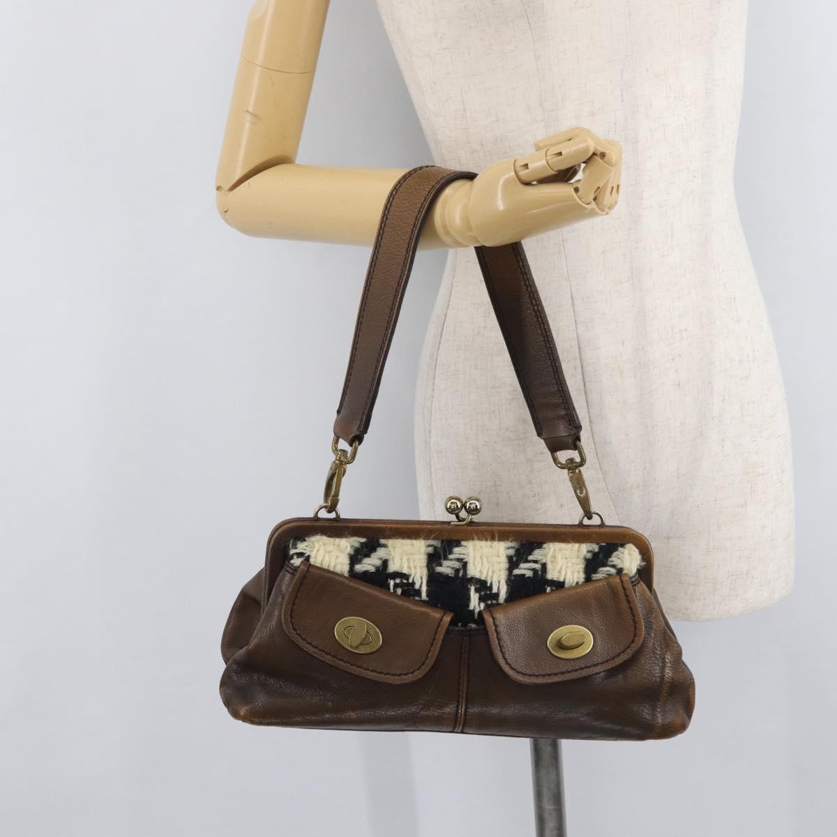 Miu Miu Hand Bag Leather Brown Silver Auth 179018V