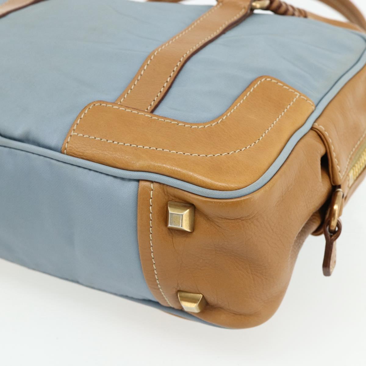 PRADA Shoulder Bag Nylon Light Blue Gold Auth 179021