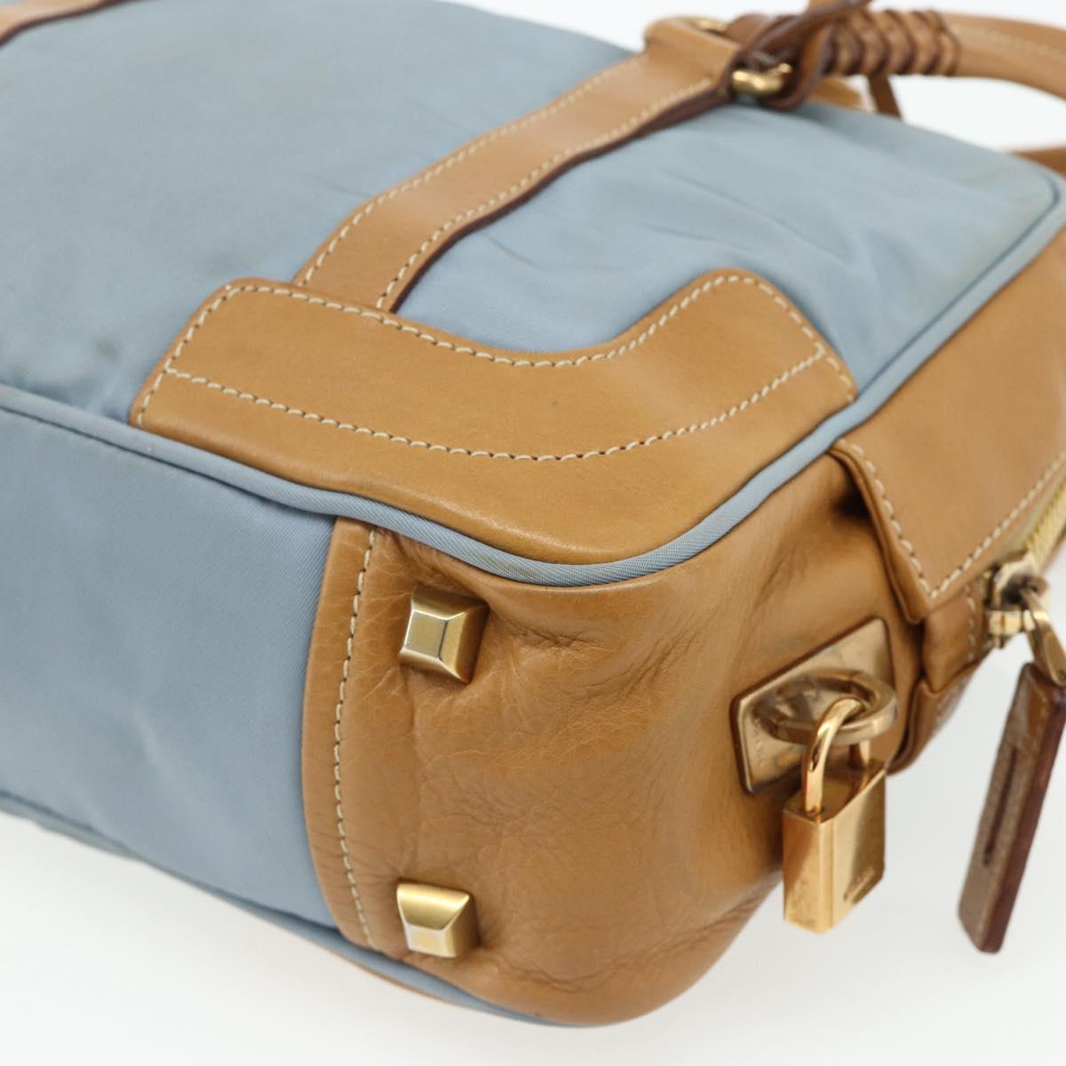PRADA Shoulder Bag Nylon Light Blue Gold Auth 179021