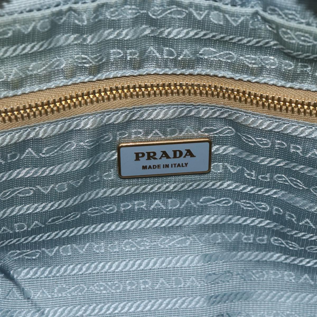 PRADA Shoulder Bag Nylon Light Blue Gold Auth 179021