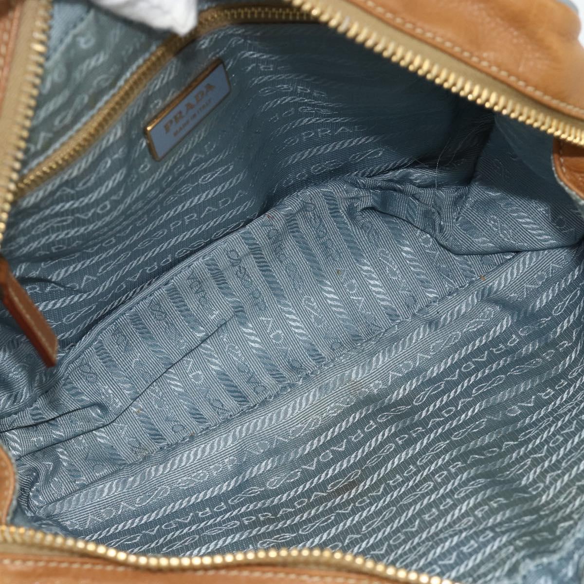 PRADA Shoulder Bag Nylon Light Blue Gold Auth 179021