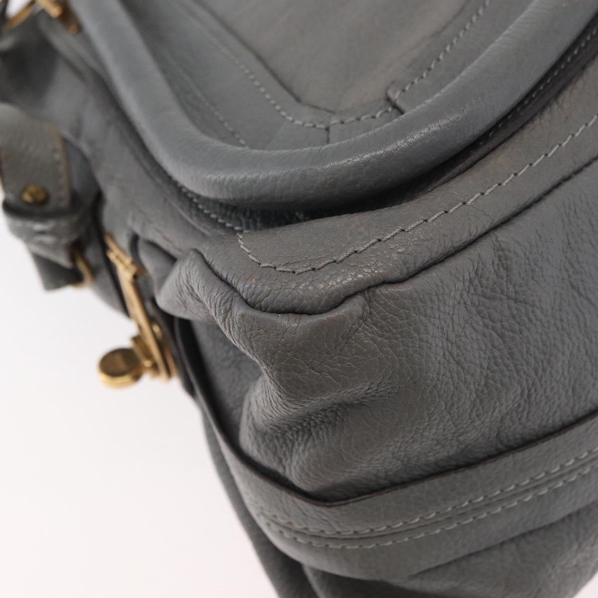Chloe Paraty Hand Bag Leather 2way Gray Gold Auth 179031A